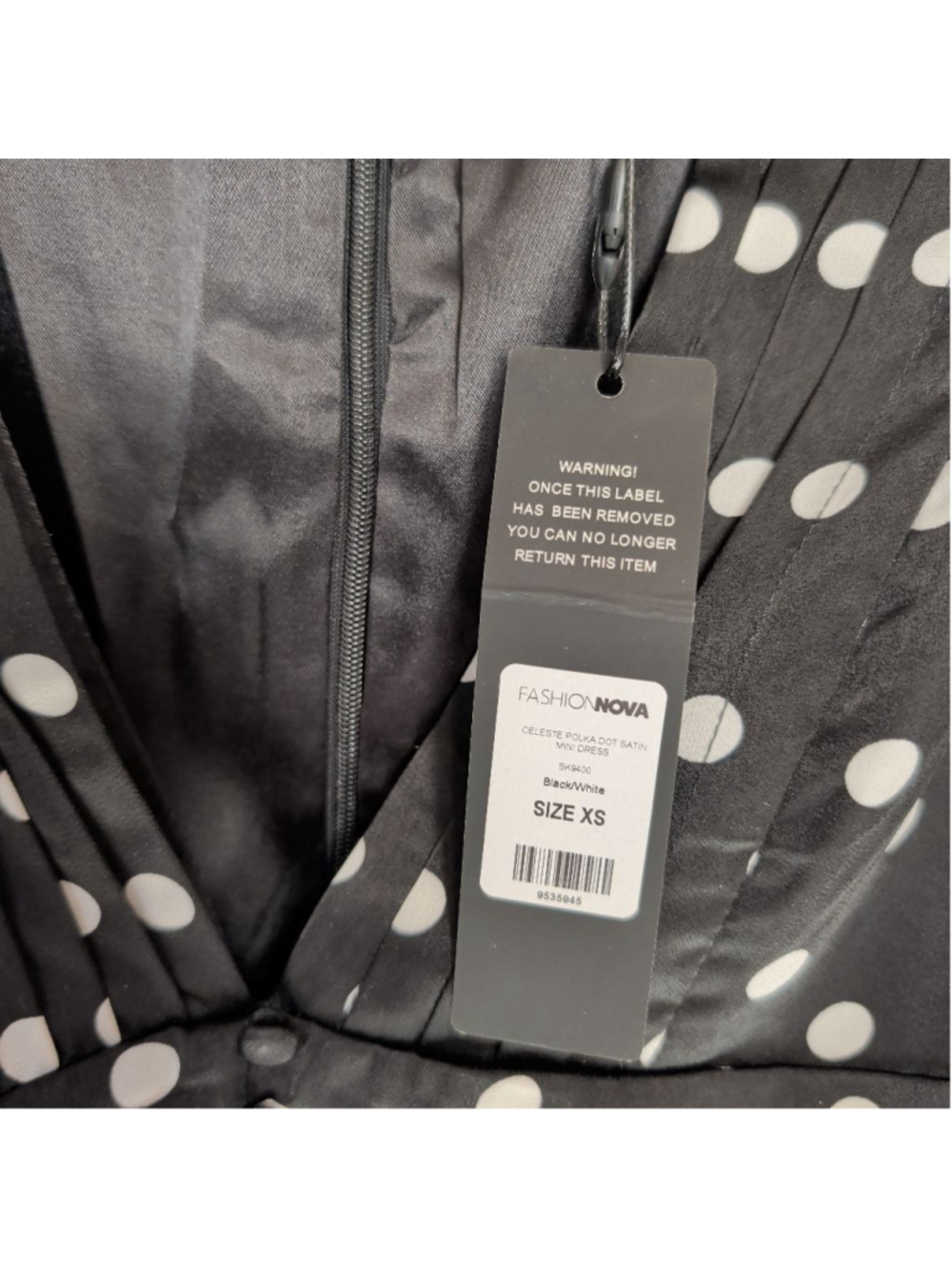 Fashion Nova Celeste Polka Dot Satin Mini Dress. XS - Picture 8 of 11